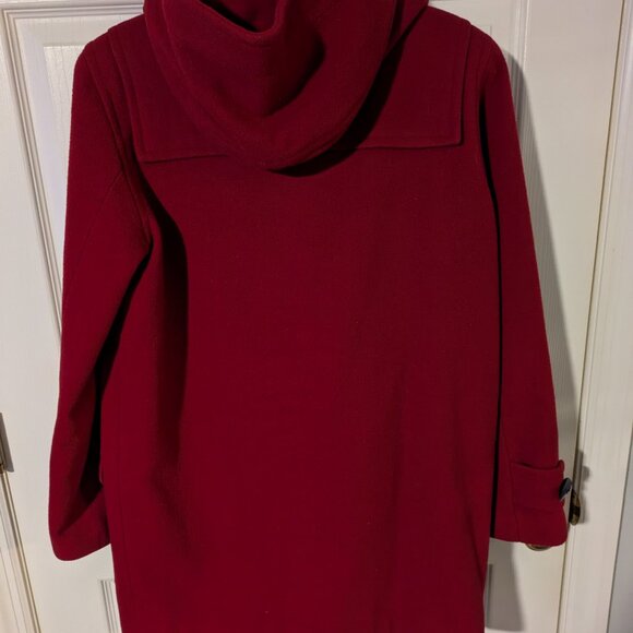 Braetan women's wool blend red toggle close lined coat with hood, size medium - Picture 4 of 7